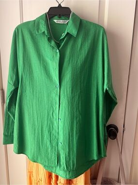 Big Dart Relaxed Green Button-Down Shirt with Classic Collar, S, Nwt